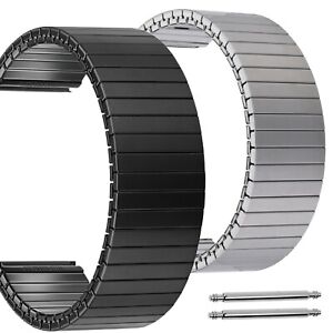 Edelstahl Stretch-Uhrenarmband Metall Zugband Flexband Schwarz Silbern 18 20 22