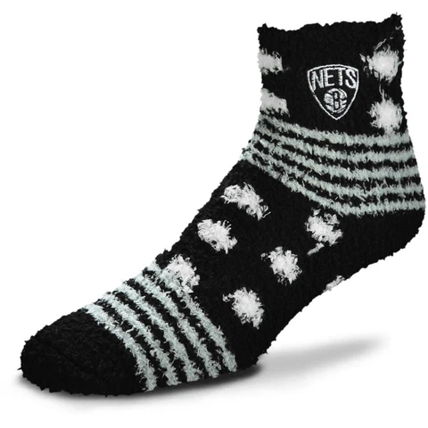 Brooklyn Nets Basketball Homegator Black & White Fuzzy Socks Cover