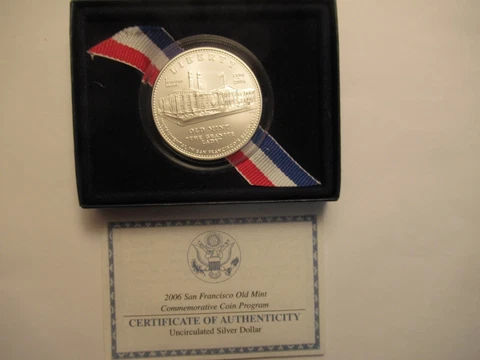 2006 US Mint UNC Silver Dollar, Old San Francisco Mint, US Mint pkg w/ COA Cover