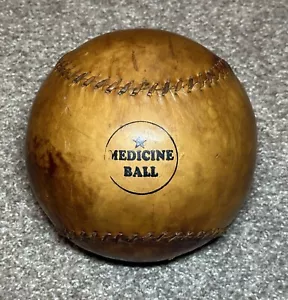 Medizinball braun genähtes Leder 2 kg (4,4 lbs) Baseball-Stil Vintage - Bild 1 von 13