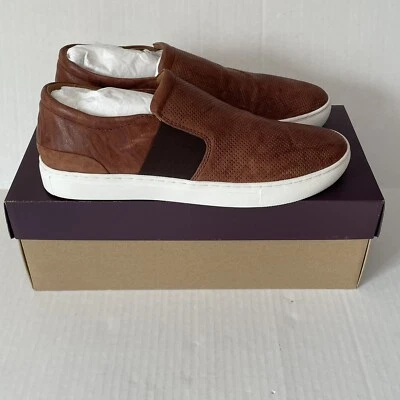 JOHNSTON & MURPHY BANKS PERFED SLIP ON MEN'S SHOES SIZE 9.5 M TAN SHEEPSKIN - Image 1 of 4