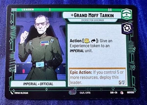Star Wars Unlimited Spark of Rebellion Grand Moff Tarkin Imperial Leader Card - Picture 1 of 2