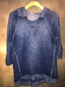 Calvin Klein Performance L Blue Ruched 3/4  Sleeve Hoodie 🧡 - Picture 1 of 12