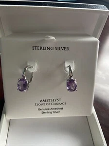 Amethyst Oval Leverback Earrings (4-3/4 Ct. T.W.) In Sterling Silver - Picture 1 of 3