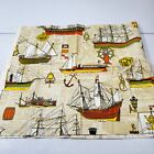 vintage house n home upholstery fabric brown nautical sailboats anchor 20x43