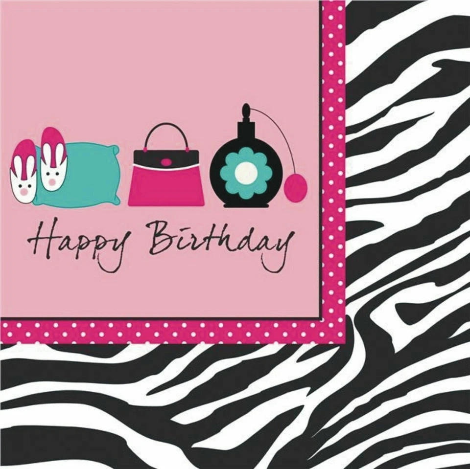 PINK ZEBRA - Pink Zebra Napkins Sleepover Birthday Party Tableware Child Kids - Image 1 of 1