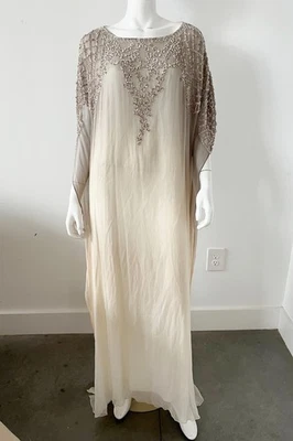 Badgley Mischka Beaded Ombre Silk Caftan Dress Size XS - Image 1 of 4