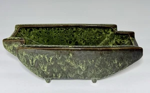 Mid Century Ikebana Moss Green Drip Glaze Japanese Ikebana Bonsai Succulent Pot - Picture 1 of 19