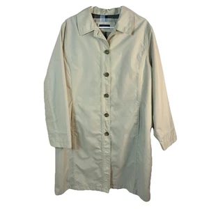 Gabardina Lands End Tostada Chaqueta de Lluvia Caqui Forrada a Cuadros Mujeres XL Luz LEER - Imagen 1 de 12