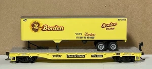 HO Scale 50' Trailer Train Flat Car w/Borden Dairy Trailer custom - Picture 1 of 4