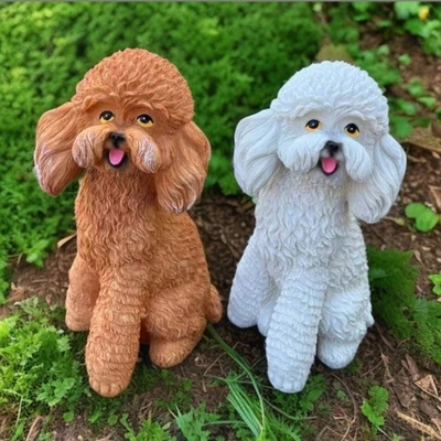 Outdoor Resin Teddy Dog Statue for Garden Decor Hand Painted with Details - image 1 of 4