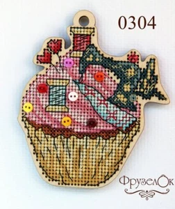 DIY Cross stitch kit on wood "Sewing mashine" 4.1x3.5 in / 10.3x9.0 cm - Picture 1 of 8