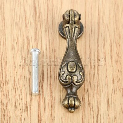 Retro Furniture Cabinet Knob Closet Dresser Drawer Pendant Drop Door Pull Handle - Image 1 of 4