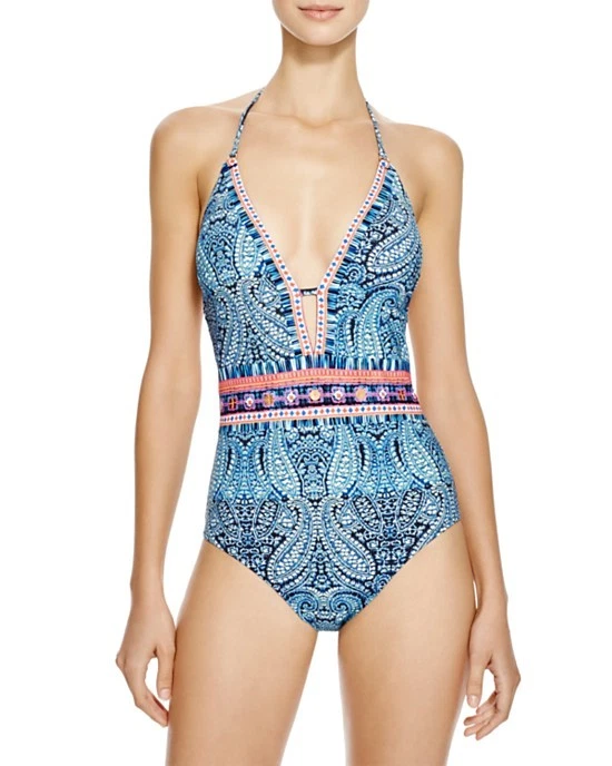  NUEVO Traje de baño de una pieza Nanette Lepore Indigo Paisley Goddess multicolor XS  Foto 1 de 1