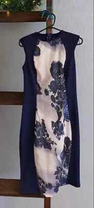 Little Mistress Women’s Dark Blue Midi Dress Floral Pattern Size UK 10 - Picture 1 of 7