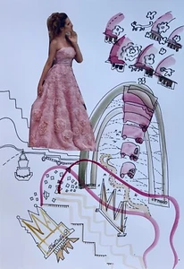 Collage original pintura artística firmada medios mixtos acuarela obras de arte de artista - Imagen 1 de 2