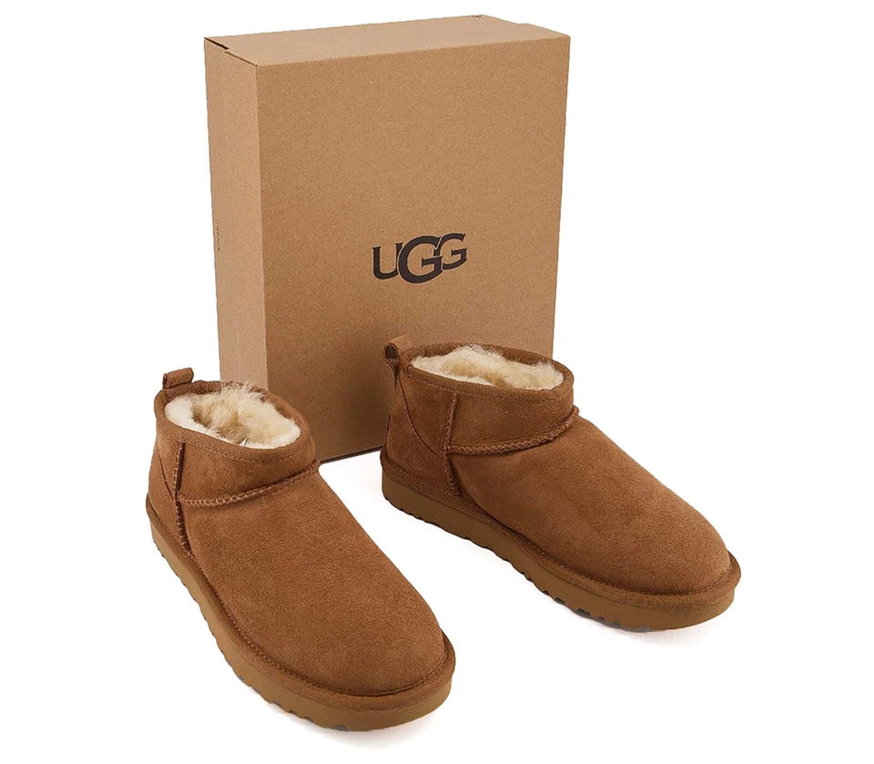 全新 100% 正品 UGG Classic Ultra Mini 栗色 1116109 女式靴子 — 第 1/4 张图片