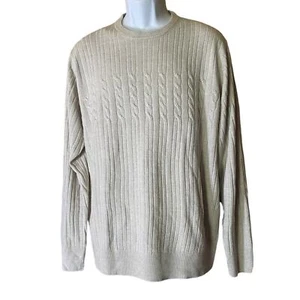 Classic Dockers Mens XL Cream Ribbed Minimalistic Soft Crewneck Pullover Sweater - Picture 1 of 7