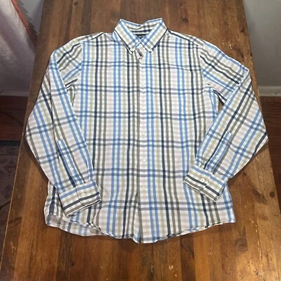 Jack Spade Shirt Mens Medium Blue Brown Check Button Up Casual Preppy Foto 1 de 4