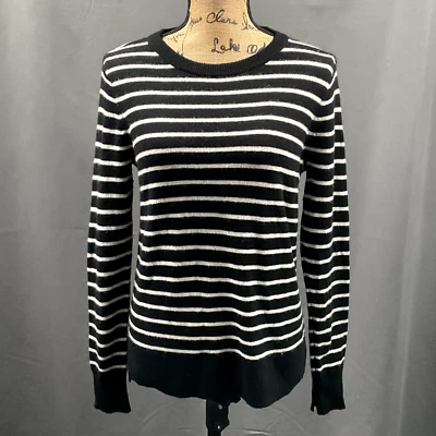 Suéter halógeno para mujer talla pequeña 100 % cachemir a rayas cuello redondo pulóver suave Foto 1 de 4