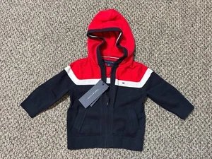 Tommy Hilfiger Bebé Niño Azul Marino Rojo Algodón Cremallera Completa Suéter Chaqueta 12m/12 Meses - Imagen 1 de 6