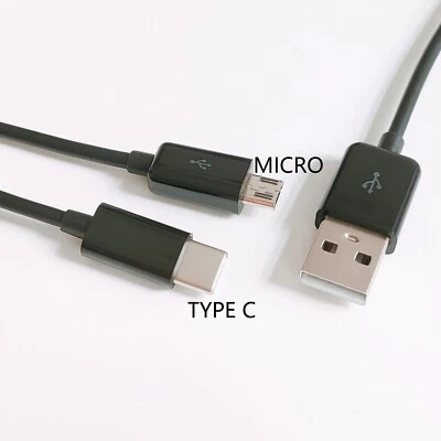 USB 2.0 A to USB Type C and Micro USB Charging Cable Cord for Andriod Cell Phone - Image 1 of 4