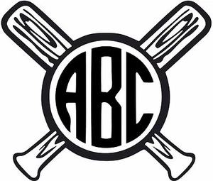 Custom Baseball Monogram Initials Personalized Vinly Decal U Pick SIZE + COLOR - Picture 1 of 2