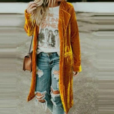 Mujer Retro Manga Larga Terciopelo Chaqueta Invierno Cárdigan Gabardina Prendas exteriores Prendas para el torso Foto 1 de 3