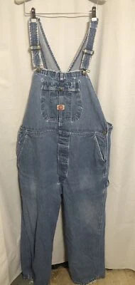 RED KAP Men's Bib Denim Overall Size 44X30 Work Uniform Workgear Distressed - Image 1 of 4