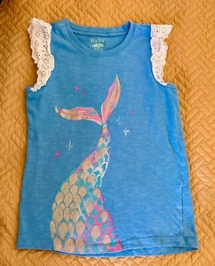 Hatley Girls Blue w/ Sparkly Mermaid Tail Sleeveless Tank Top T-Shirt 8 - Picture 1 of 4
