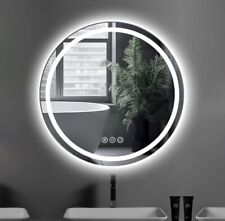 24 X 24 Inch LED Round Mirror w/ Light Illuminated Wall Mounted Bathroom Mirror