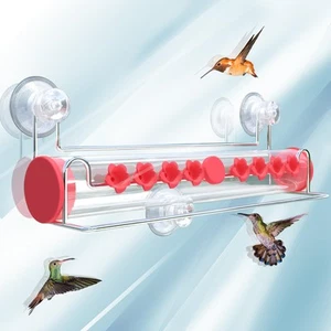 Window Hummingbird Feeder,Suction Cup Hummingbird Feeder for Window with 10 A... - Picture 1 of 7