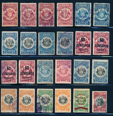 Latin America, Chile Consular Revenue stamps, (24) MH & used - Image 1 of 4