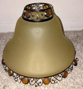 PartyLite Milchglas Glas Paris Retro Bernstein Perlen Viktorianisch Ersatz - Bild 1 von 6