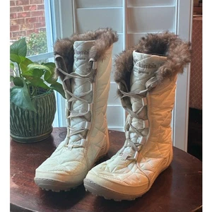 Columbia Women’s Minx Mid II Omni-Heat Winter Boots Faux Fur Beige Size 8 - Picture 1 of 7