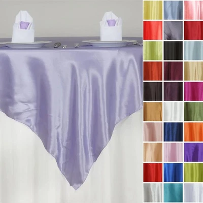 72 inches Square SATIN TABLE OVERLAYS Wedding Catering Event Dinner Decorations - Image 1 of 2