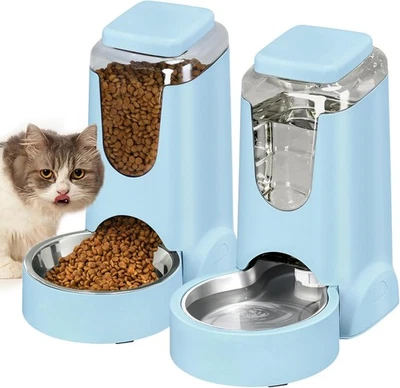 Alimentador Automático para Gatos y Dispensador de Agua con Tazón de Acero Inoxidable Perro  Foto 1 de 3