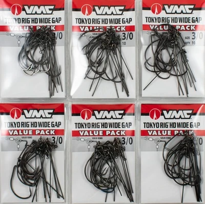(LOTE DE 6) VMC TOKYO RIG HD WIDE GAP 3/0 VALUE PACK TDWG#3/0BNVP H1204 Foto 1 de 3