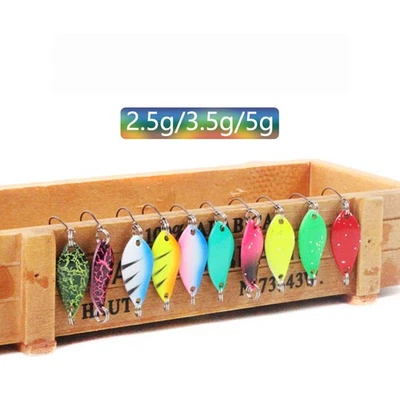 10PCS 3/32 1/8 3/16 oz Spoon Lures w/ Hooks Colorful Spoon Baits Fishing Lures - Image 1 of 4