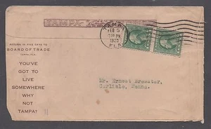 **US 20th Century Advertising Cover, SC# 462 Tampa, FL, 2/5/1920, 2 Sided - Picture 1 of 2
