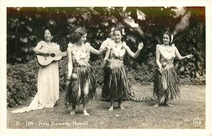 Postal de bailarines nativos de Hula de Hawái de 1940 H-164 RPPC 24-8875 - Imagen 1 de 2