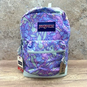 JanSport Cross Town Plus 17" Backpack Fluid Floral Pastel Lilac 15" Laptop Sleev - Picture 1 of 16