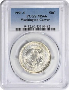 W. Carver Commemorative Silver Half Dollar 1951-S MS66 PCGS - Picture 1 of 2