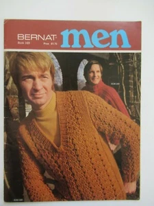 Vintage Bernat Men Book 169 Knitting Patterns Book Soft Paperback 1970 - Picture 1 of 8