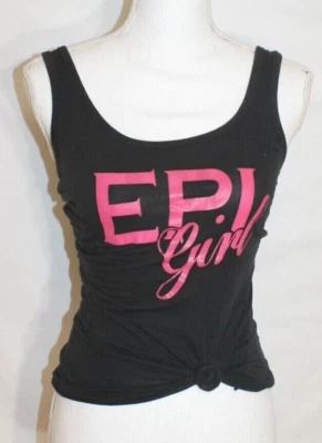 NEXT LEVEL APPAREL CAMISETA SIN MANGAS "EPI GIRL" PEQUEÑA NEGRA ROSA CALIENTE LOGO ANUDADO DELANTERO Foto 1 de 4