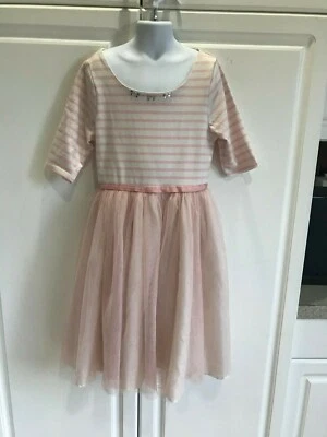 Vestido usado Young Girls Emily West tamanho 14 rosa/branco contas de tule - Imagem 1 de 4