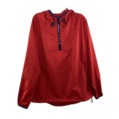 Пуловер на молнии Polo Sport Ralph Lauren ветровка с капюшоном размер XL красный 1/4 - Изображение 1 из 4