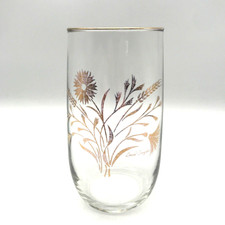 Vintage David Douglas Gold Gilded Glass Daisy Wheat Wildflower Tumbler 1960's
