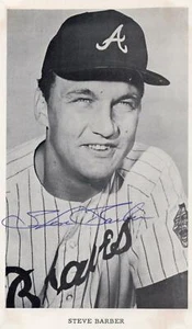 STEVE BARBER ATLANTA BRAVES SIGNED 3X5 POSTACARD W/ COA - Picture 1 of 1