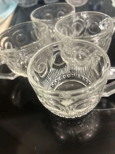 4 Vintage 4 oz. Tiffin-Franciscan Bullseye Clear Punch Cups 1950's - Picture 1 of 4